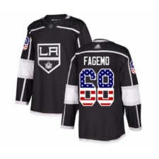 Men's Los Angeles Kings #68 Samuel Fagemo Authentic Black USA Flag Fashion Hockey Jersey