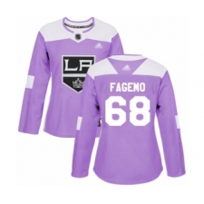 Women's Los Angeles Kings #68 Samuel Fagemo Authentic Purple Fights Cancer Practice Hockey Jersey