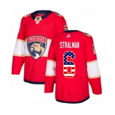 Men's Florida Panthers #6 Anton Stralman Authentic Red USA Flag Fashion Hockey Jersey