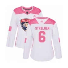Women's Florida Panthers #6 Anton Stralman Authentic White Pink Fashion Hockey Jersey