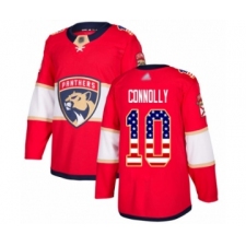 Men's Florida Panthers #10 Brett Connolly Authentic Red USA Flag Fashion Hockey Jersey