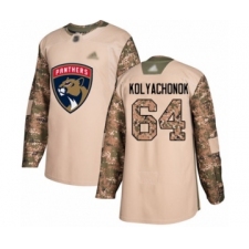 Men's Florida Panthers #64 Vladislav Kolyachonok Authentic Camo Veterans Day Practice Hockey Jersey