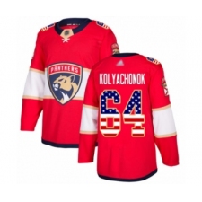 Men's Florida Panthers #64 Vladislav Kolyachonok Authentic Red USA Flag Fashion Hockey Jersey