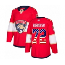 Men's Florida Panthers #72 Sergei Bobrovsky Authentic Red USA Flag Fashion Hockey Jersey