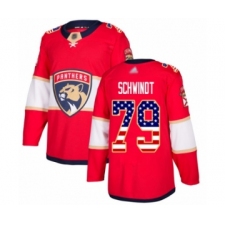 Youth Florida Panthers #79 Cole Schwindt Authentic Red USA Flag Fashion Hockey Jersey