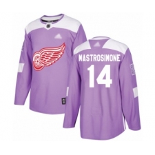 Men's Detroit Red Wings #14 Robert Mastrosimone Authentic Purple Fights Cancer Practice Hockey Jersey