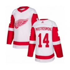 Men's Detroit Red Wings #14 Robert Mastrosimone Authentic White Away Hockey Jersey