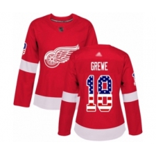 Women's Detroit Red Wings #18 Albin Grewe Authentic Red USA Flag Fashion Hockey Jersey