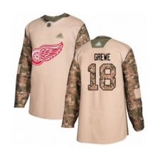 Youth Detroit Red Wings #18 Albin Grewe Authentic Camo Veterans Day Practice Hockey Jersey