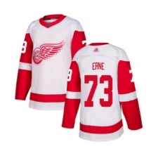 Men's Detroit Red Wings #73 Adam Erne Authentic White Away Hockey Jersey