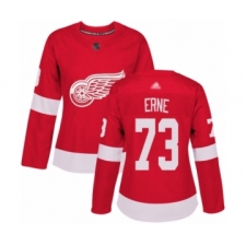 Women's Detroit Red Wings #73 Adam Erne Authentic Red Home Hockey Jersey