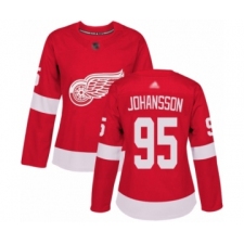 Women's Detroit Red Wings #95 Albert Johansson Authentic Red Home Hockey Jersey
