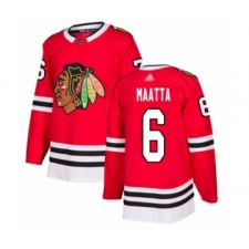Men's Chicago Blackhawks #6 Olli Maatta Authentic Red Home Hockey Jersey
