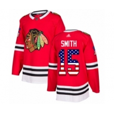 Men's Chicago Blackhawks #15 Zack Smith Authentic Red USA Flag Fashion Hockey Jersey