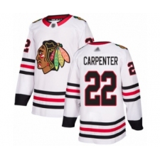 Men's Chicago Blackhawks #22 Ryan Carpenter Authentic White Away Hockey Jersey