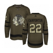 Youth Chicago Blackhawks #22 Ryan Carpenter Authentic Green Salute to Service Hockey Jersey