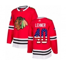 Men's Chicago Blackhawks #40 Robin Lehner Authentic Red USA Flag Fashion Hockey Jersey