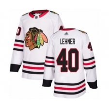 Men's Chicago Blackhawks #40 Robin Lehner Authentic White Away Hockey Jersey