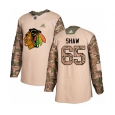 Youth Chicago Blackhawks #65 Andrew Shaw Authentic Camo Veterans Day Practice Hockey Jersey