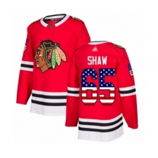 Youth Chicago Blackhawks #65 Andrew Shaw Authentic Red USA Flag Fashion Hockey Jersey