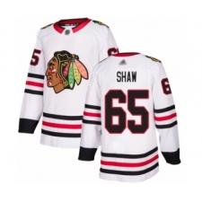 Youth Chicago Blackhawks #65 Andrew Shaw Authentic White Away Hockey Jersey