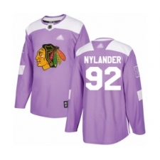 Men's Chicago Blackhawks #92 Alexander Nylander Authentic Purple Fights Cancer Practice Hockey Jersey