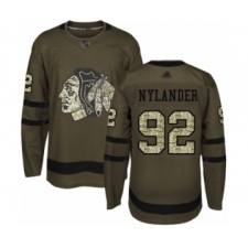 Youth Chicago Blackhawks #92 Alexander Nylander Authentic Green Salute to Service Hockey Jersey