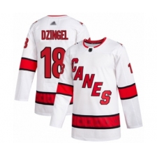 Men's Carolina Hurricanes #18 Ryan Dzingel Authentic White Away Hockey Jersey