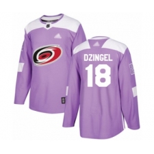 Youth Carolina Hurricanes #18 Ryan Dzingel Authentic Purple Fights Cancer Practice Hockey Jersey