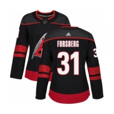 Women's Carolina Hurricanes #31 Anton Forsberg Authentic Black Alternate Hockey Jersey