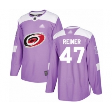 Men's Carolina Hurricanes #47 James Reimer Authentic Purple Fights Cancer Practice Hockey Jersey
