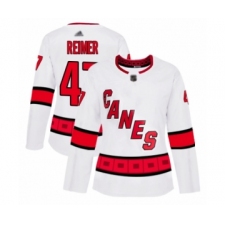 Women's Carolina Hurricanes #47 James Reimer Authentic White Away Hockey Jersey