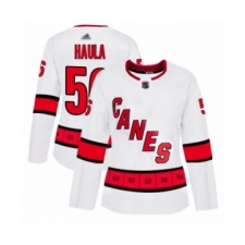 Women's Carolina Hurricanes #56 Erik Haula Authentic White Away Hockey Jersey
