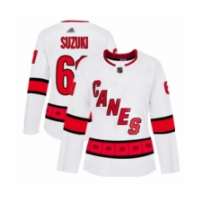 Women's Carolina Hurricanes #61 Ryan Suzuki Authentic White Away Hockey Jersey
