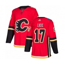 Youth Calgary Flames #17 Milan Lucic Authentic Red Home Hockey Jersey
