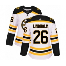 Women's Boston Bruins #26 Par Lindholm Authentic White Away Hockey Jersey