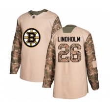 Youth Boston Bruins #26 Par Lindholm Authentic Camo Veterans Day Practice Hockey Jersey