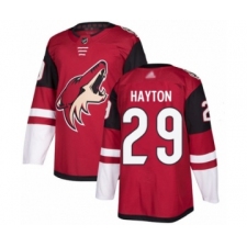 Men's Arizona Coyotes #29 Barrett Hayton Authentic Burgundy Red Home Hockey Jersey