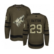 Men's Arizona Coyotes #29 Barrett Hayton Authentic Green Salute to Service Hockey Jersey