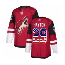 Men's Arizona Coyotes #29 Barrett Hayton Authentic Red USA Flag Fashion Hockey Jersey