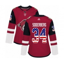 Women's Arizona Coyotes #34 Carl Soderberg Authentic Red USA Flag Fashion Hockey Jersey