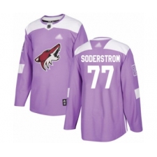 Men's Arizona Coyotes #77 Victor Soderstrom Authentic Purple Fights Cancer Practice Hockey Jersey
