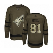 Men's Arizona Coyotes #81 Phil Kessel Authentic Green Salute to Service Hockey Jersey