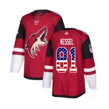 Men's Arizona Coyotes #81 Phil Kessel Authentic Red USA Flag Fashion Hockey Jersey