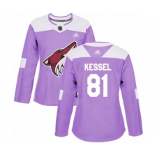 Women's Arizona Coyotes #81 Phil Kessel Authentic Purple Fights Cancer Practice Hockey Jersey