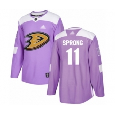 Men's Anaheim Ducks #11 Daniel Sprong Authentic Purple Fights Cancer Practice Hockey Jersey