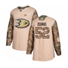 Men's Anaheim Ducks #52 Trevor Zegras Authentic Camo Veterans Day Practice Hockey Jersey