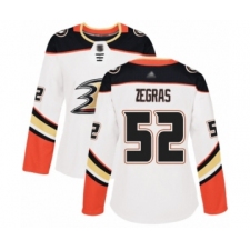 Women's Anaheim Ducks #52 Trevor Zegras Authentic White Away Hockey Jersey