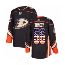 Men's Anaheim Ducks #56 Brayden Tracey Authentic Black USA Flag Fashion Hockey Jersey