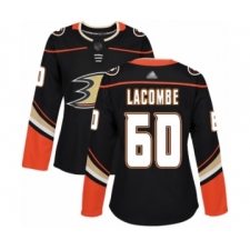 Women's Anaheim Ducks #60 Jackson Lacombe Authentic Black Home Hockey Jersey